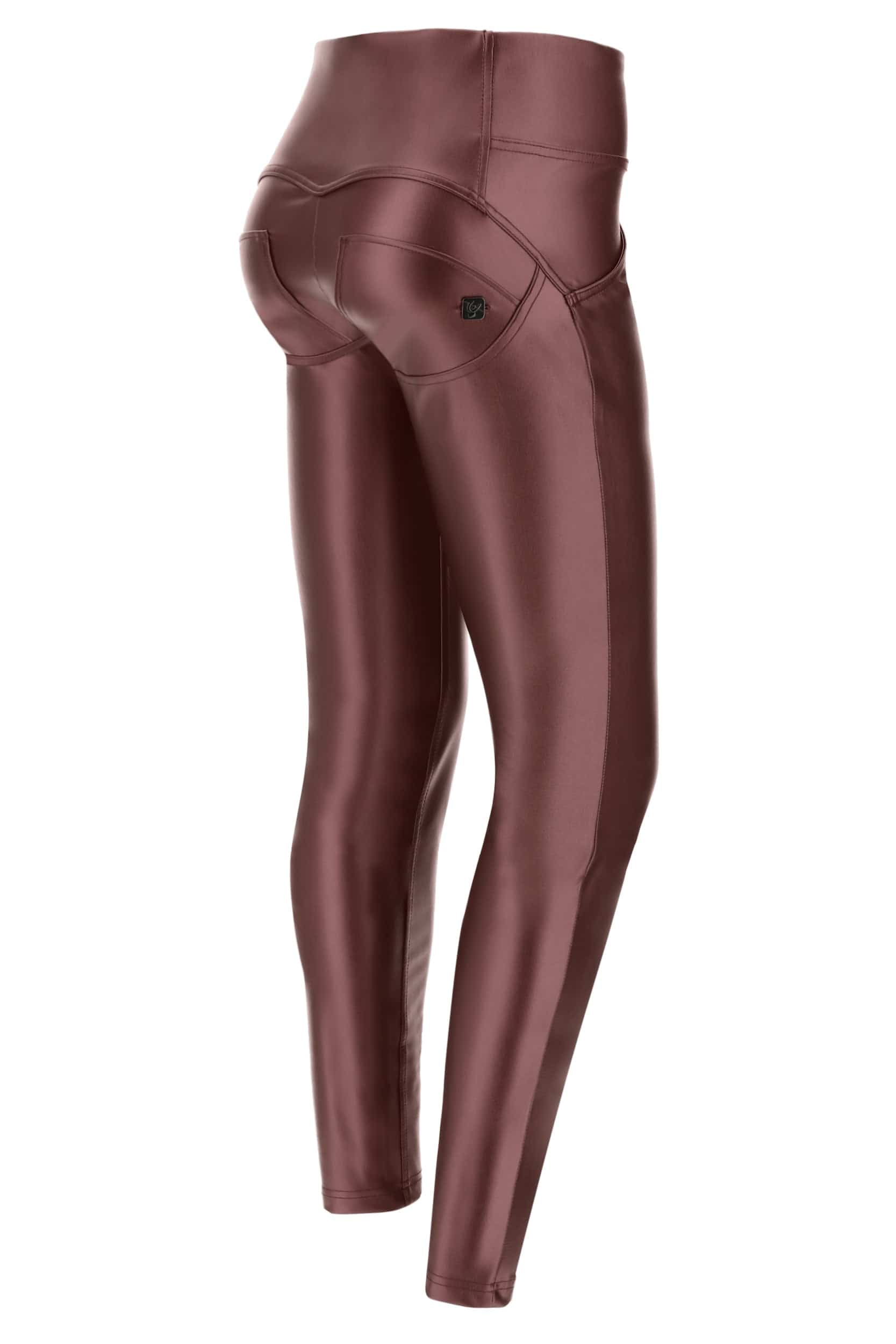 WR.UP® Metallic Faux Leather - 3 Button Mid Rise - Full Length - Burgundy 1