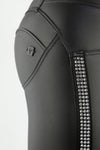 WR.UP® Faux Leather with Rhinestones - 3 Button Mid Waist - Full Length - Black 4