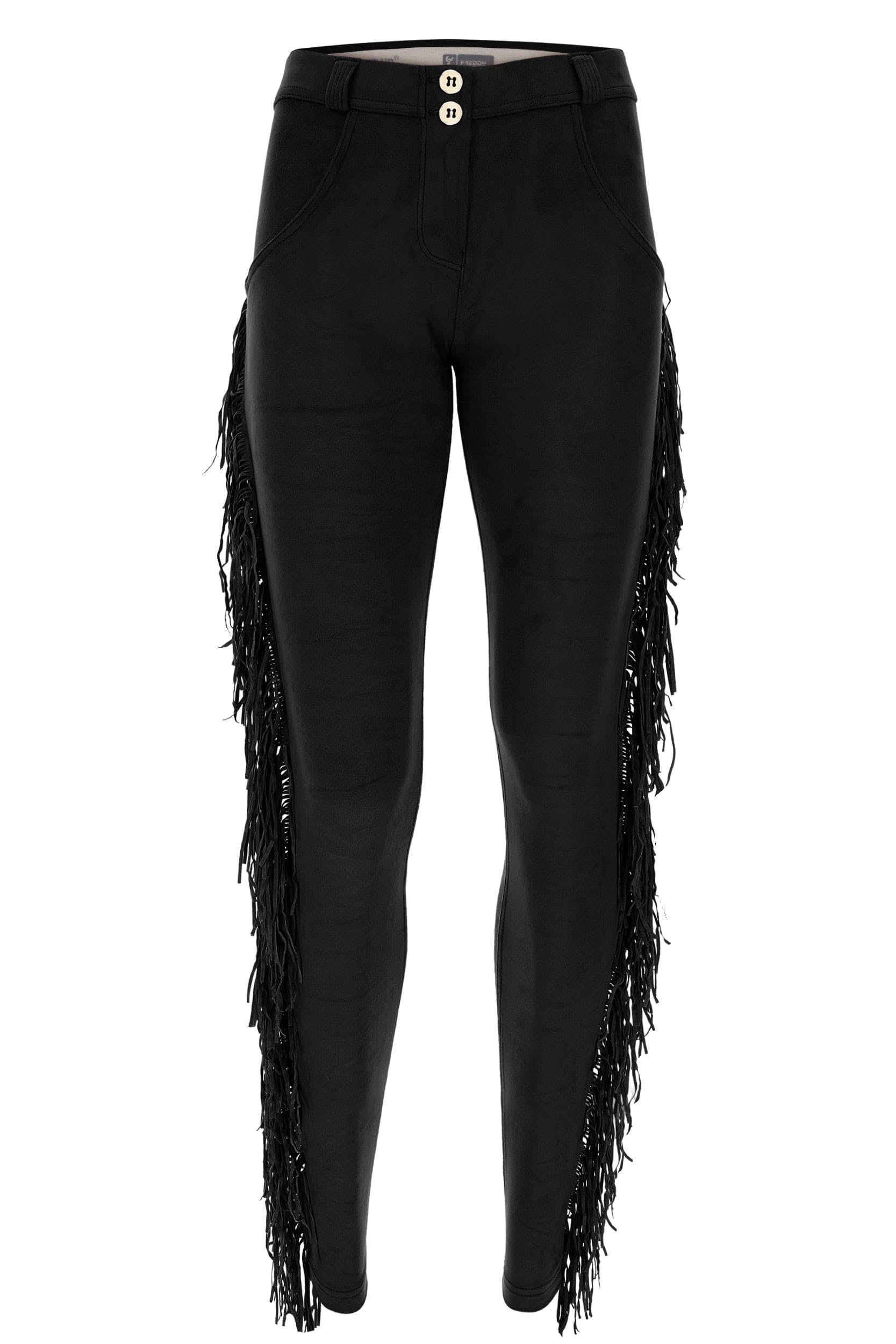 WR.UP® Suede Trousers with Fringe - Mid Rise - Full Length - Black 2