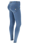 WR.UP® Lyocell Denim - Mid Waist - Full Length - Light Blue Jeans + Yellow Seams 1