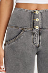 WR.UP® Denim - 3 Button High Waisted - Full Length - Grey + Yellow Stitching 9