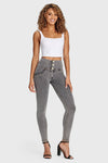 WR.UP® Denim - 3 Button High Waisted - Full Length - Grey + Yellow Stitching 7