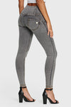 WR.UP® Denim - 3 Button High Waisted - Full Length - Grey + Yellow Stitching 3