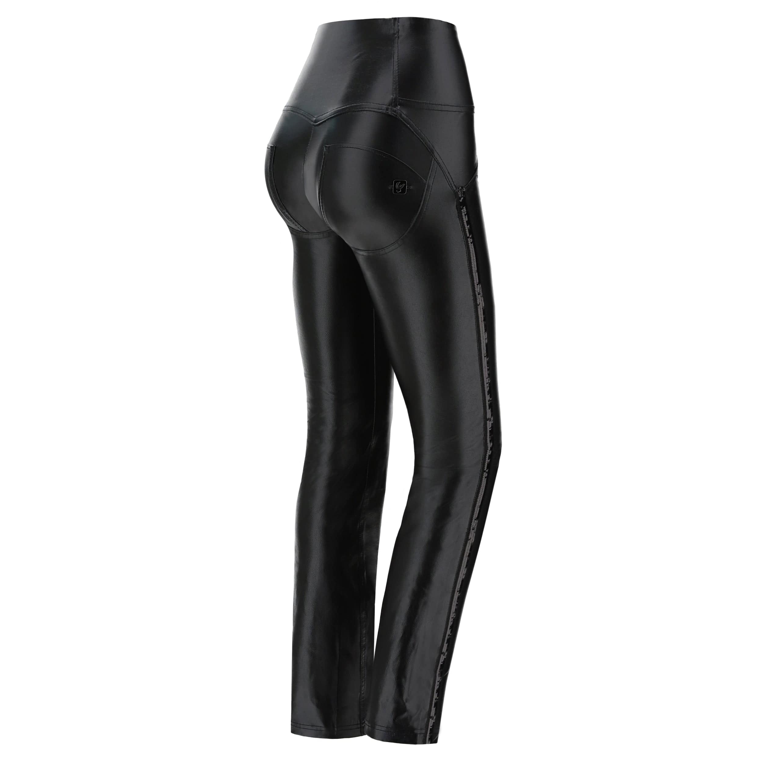 WR.UP® Faux Leather with Sequins - High Waist - Straight Leg - Black 2