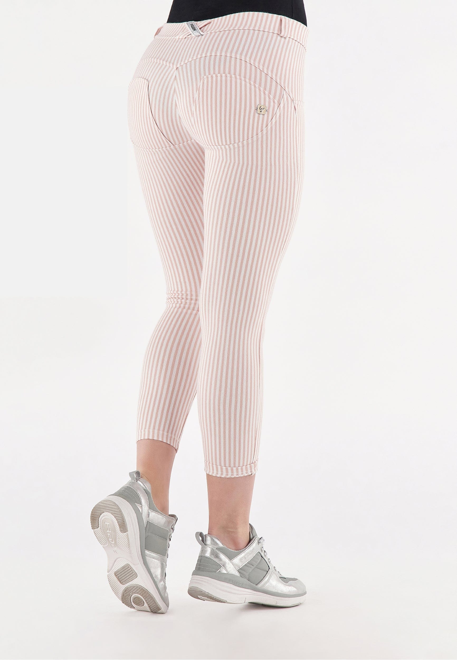 WR.UP® Fashion - Mid Rise - 7/8 Length - Pink + White Stripes 1