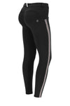 WR.UP® Thick Fashion Trousers - Mid Rise - 7/8 Length - Black + Glitter Stripe 1