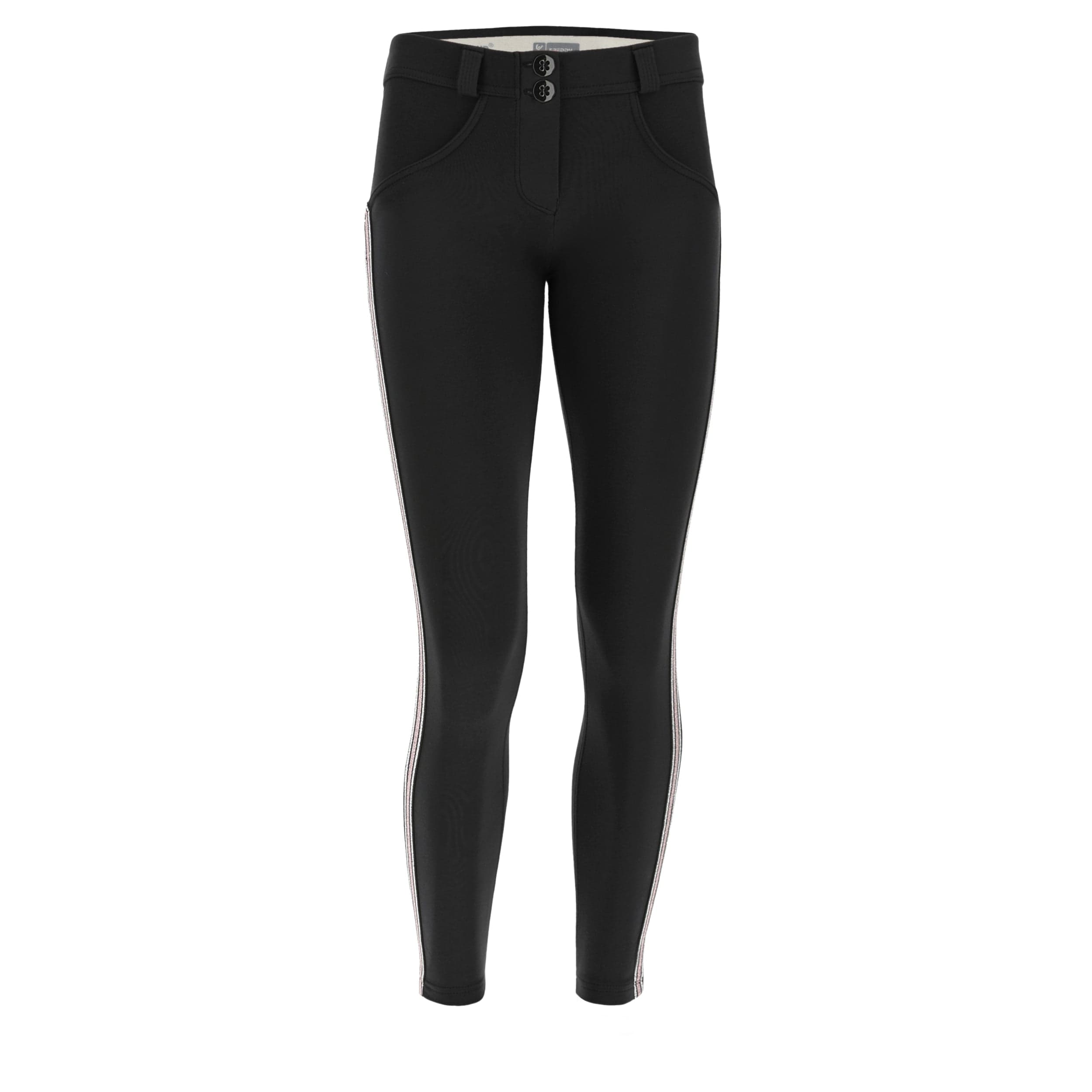 WR.UP® Thick Fashion Trousers - Mid Rise - 7/8 Length - Black + Glitter Stripe 2