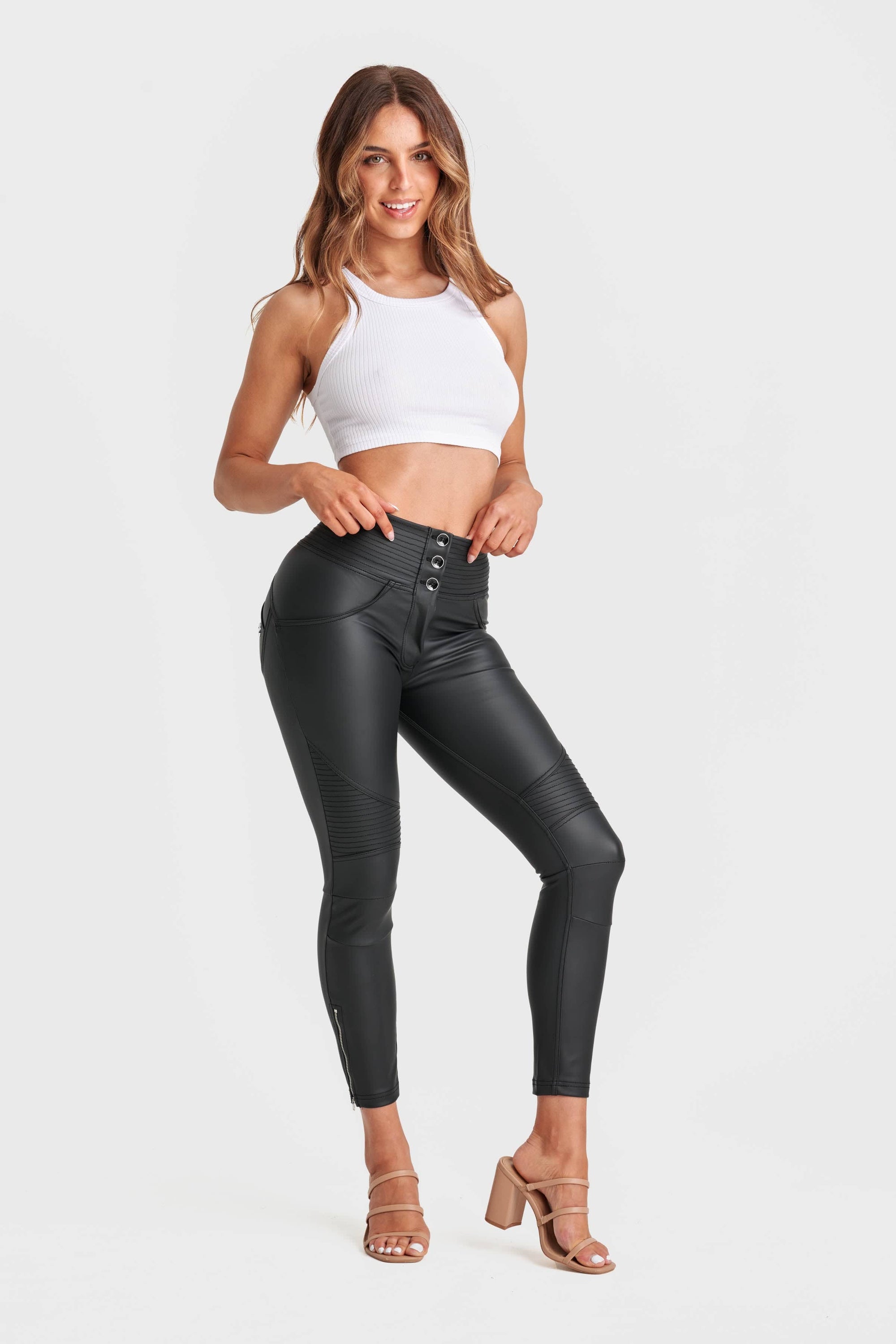 WR.UP® Biker Faux Leather - High Waisted - 7/8 Length - Black 2