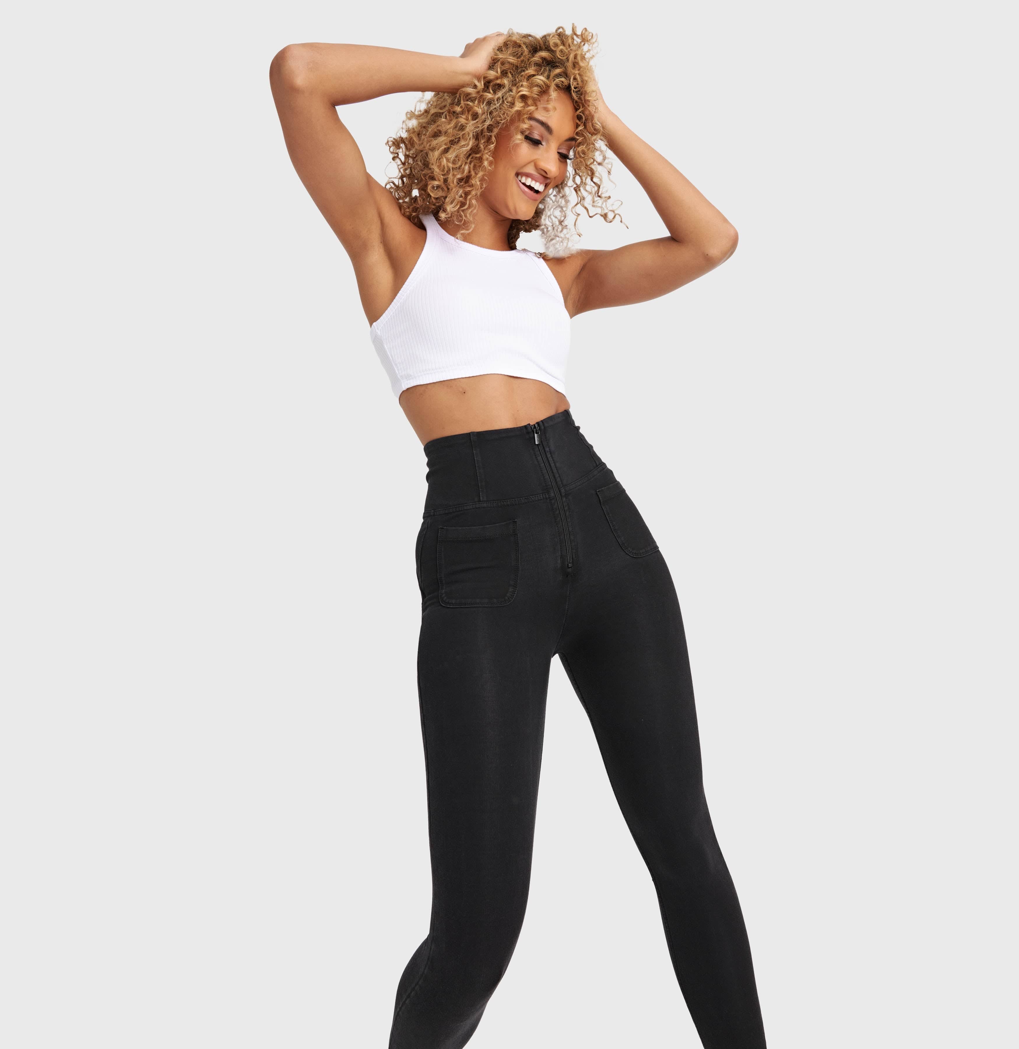 WR.UP® Denim With Front Pockets - Super High Waisted - 7/8 Length - Black + Black Stitching 2