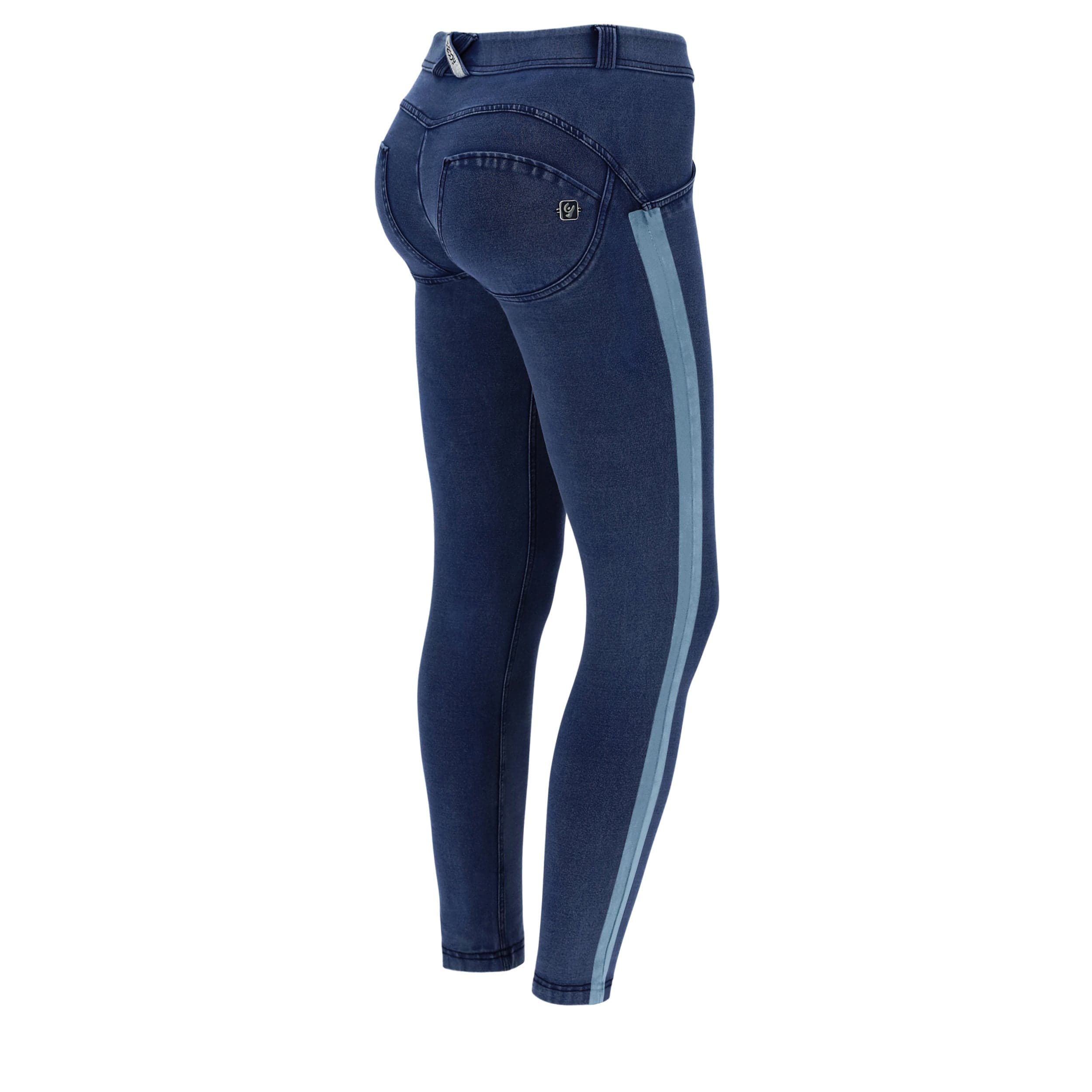 WR.UP® Denim with Lateral Band - Mid Rise - 7/8 Length - Dark Blue + Blue Stitching 1