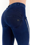 WR.UP® Denim with Crystal Band - Mid Rise - 7/8 Length - Dark Blue + Blue Stitching 5