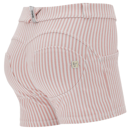 WR.UP® Cotton Fashion - Mid Rise - Shorts - White + Pink Stripes 1