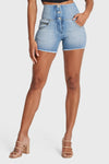 WR.UP® SNUG Jeans - High Waisted - Shorts - Light Blue + Yellow Stitching 5