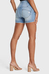 WR.UP® SNUG Jeans - High Waisted - Shorts - Light Blue + Yellow Stitching 3