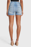 WR.UP® SNUG Jeans - High Waisted - Shorts - Light Blue + Yellow Stitching 4