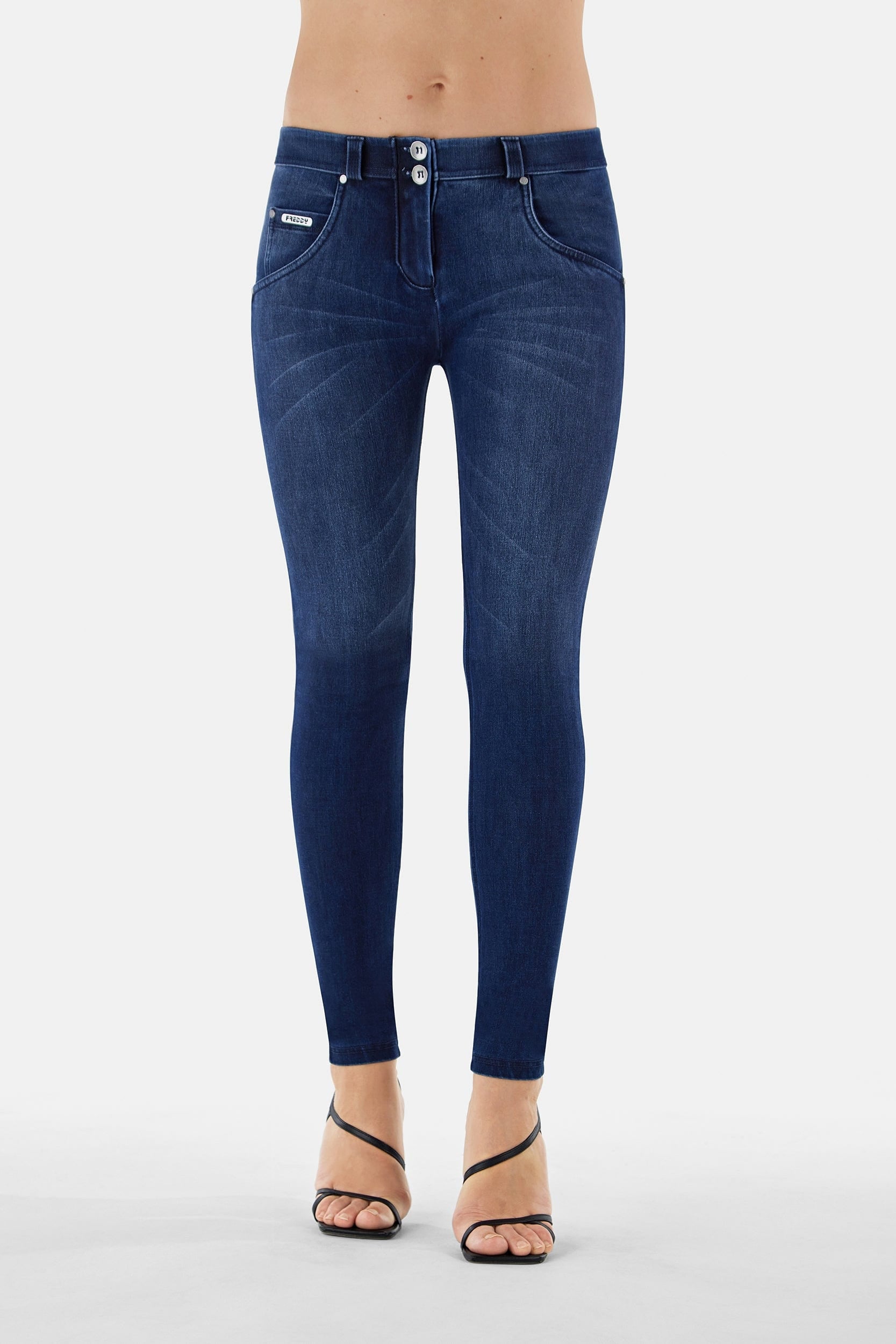 WR.UP® Snug Jeans - Mid Rise - Full Length - Dark Blue + Blue Stitching 2