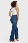 WR.UP® Snug Jeans - High Waisted - Flare - Dark Blue + Blue Stitching 4