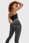 WR.UP® Snug Jeans - High Waisted - Full Length - Washed Black + Black Stitching 3