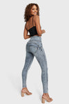 WR.UP® Snug Ripped Jeans - High Waisted - Full Length - Blue Stonewash + Yellow Stitching 9