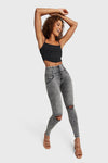 WR.UP® Snug Ripped Jeans - High Waisted - Full Length - Grey Stonewash + Grey Stitching 9