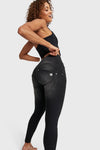 WR.UP® Snug Distressed Jeans - High Waisted - Full Length - Black + Black Stitching 10