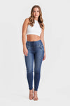 WR.UP® Snug Jeans - High Waisted - Full Length - Dark Blue + Blue Stitching 1
