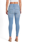 WR.UP® Snug Jeans - High Waisted - Full Length - Light Blue + Yellow Stitching 2
