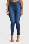 WR.UP® Snug Curvy Jeans - High Waisted - Full Length - Dark Blue + Blue Stitching 5