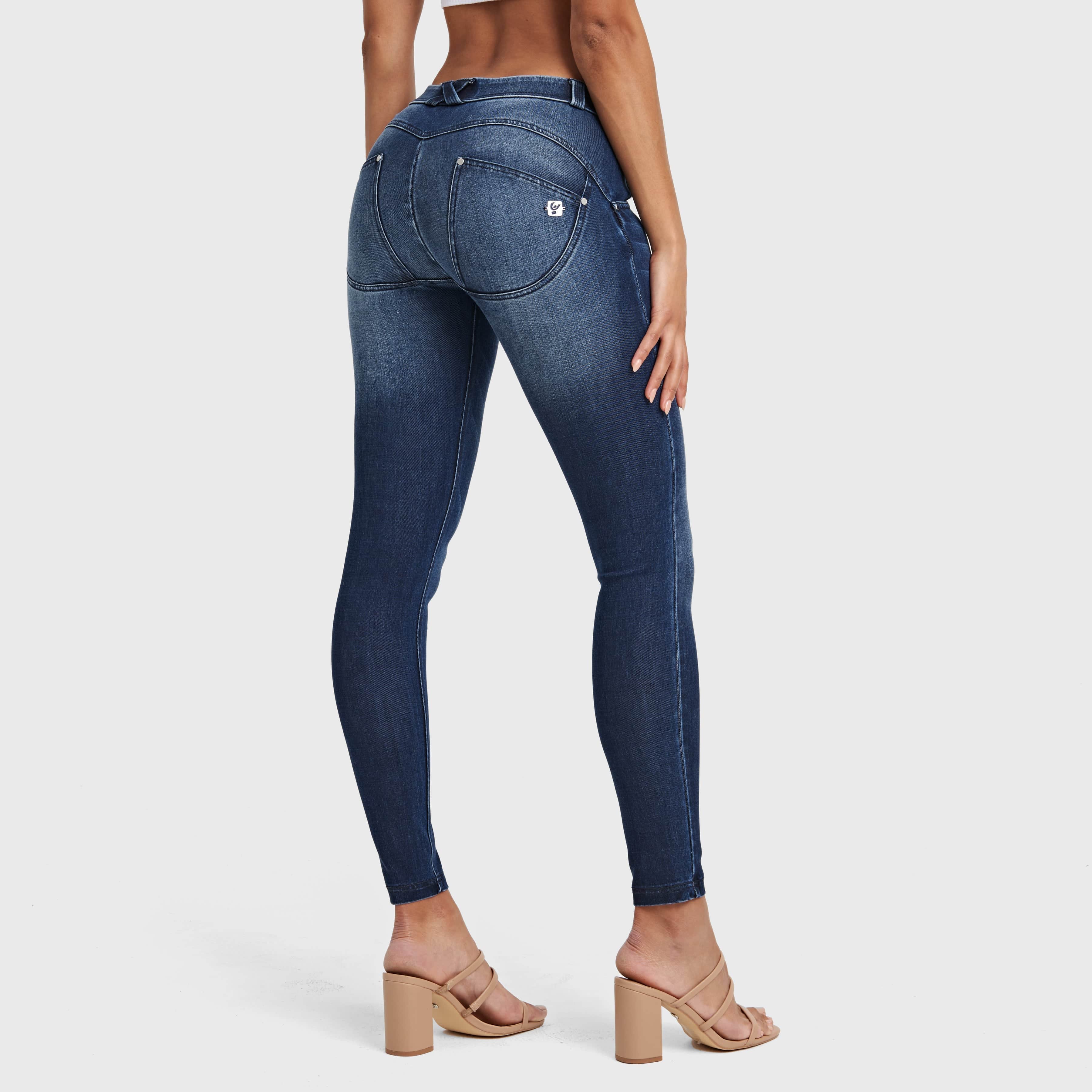 WR.UP® Snug Jeans - Mid Rise - Full Length - Dark Blue + Blue Stitching 1