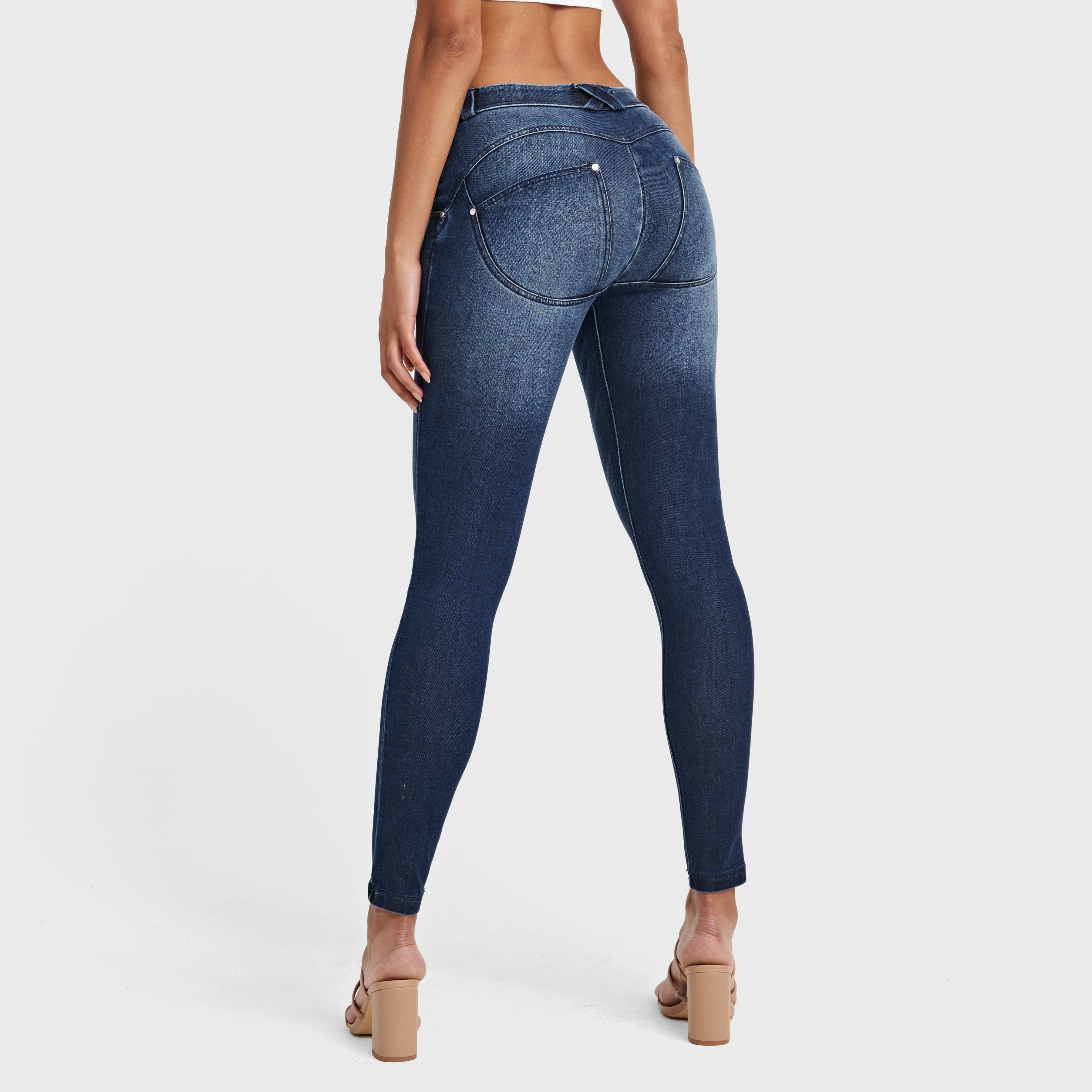 WR.UP® Snug Jeans - Mid Rise - Full Length - Dark Blue + Blue Stitching 3
