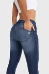 WR.UP® SNUG Jeans - Mid Rise - Full Length - Dark Blue + Blue Stitching 9