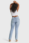 WR.UP® Snug Jeans - 2 Button High Waisted - Bootcut - Light Blue + Yellow Stitching 7