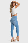 WR.UP® Snug Jeans - High Waisted - 7/8 Length - Light Blue + Yellow Stitching 6