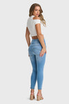 WR.UP® Snug Jeans - High Waisted - 7/8 Length - Light Blue + Yellow Stitching 7