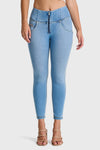 WR.UP® Snug Jeans - High Waisted - 7/8 Length - Light Blue + Yellow Stitching 8