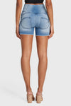 WR.UP® SNUG Jeans - High Waisted - Shorts - Light Blue + Blue Stitching 3