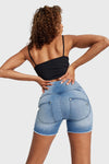 WR.UP® SNUG Jeans - High Waisted - Shorts - Light Blue + Blue Stitching 11