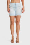 WR.UP® SNUG Jeans - High Waisted - Shorts - Baby Blue + Yellow Stitching 6
